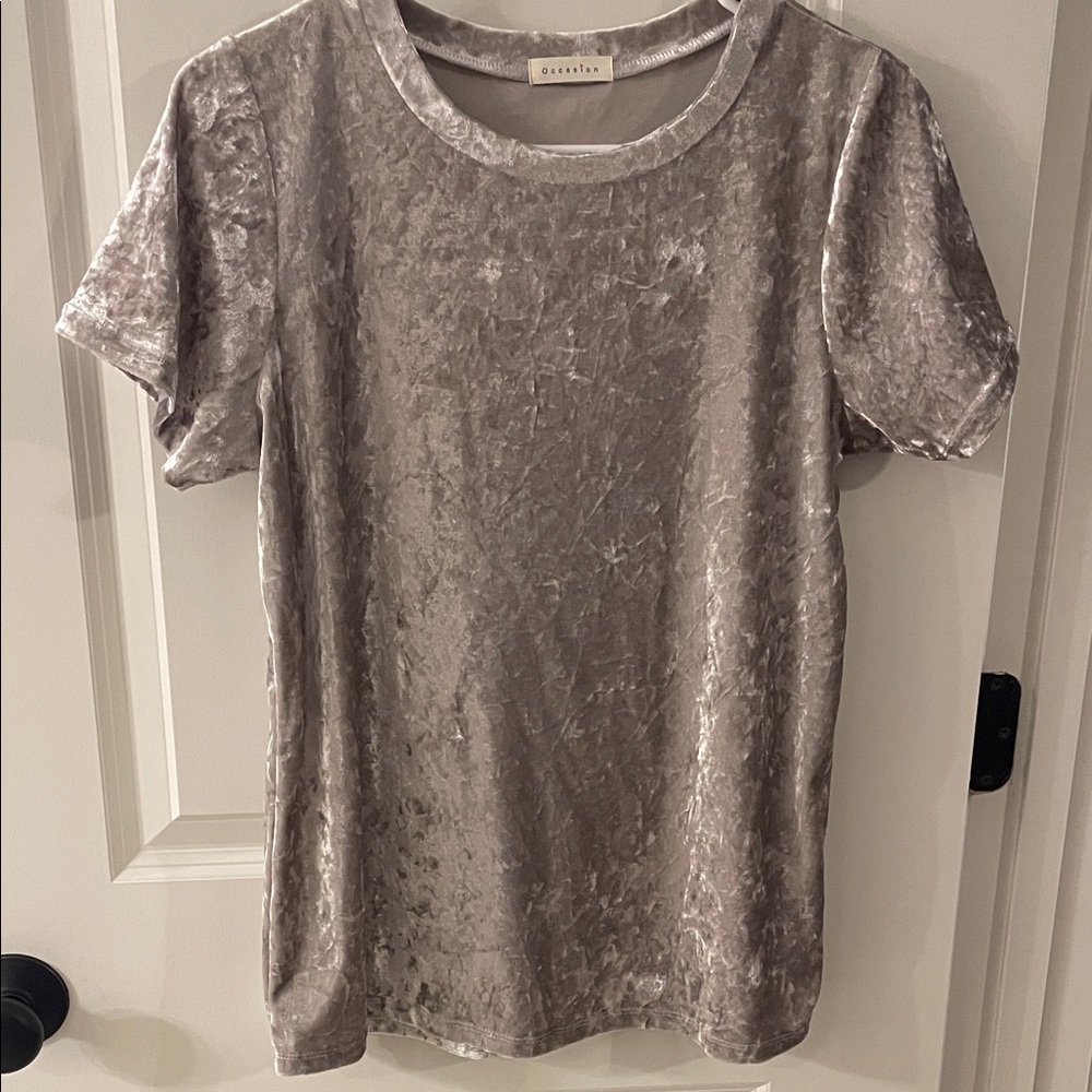 Occasion Crushed Velvet Silver Tee